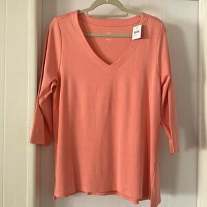 J Jill Pima 3/4 Sleeve V-neck Top